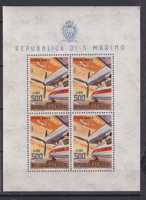 SAN MARINO,1965 POSTA AERIANA MI.829 KLB MNH