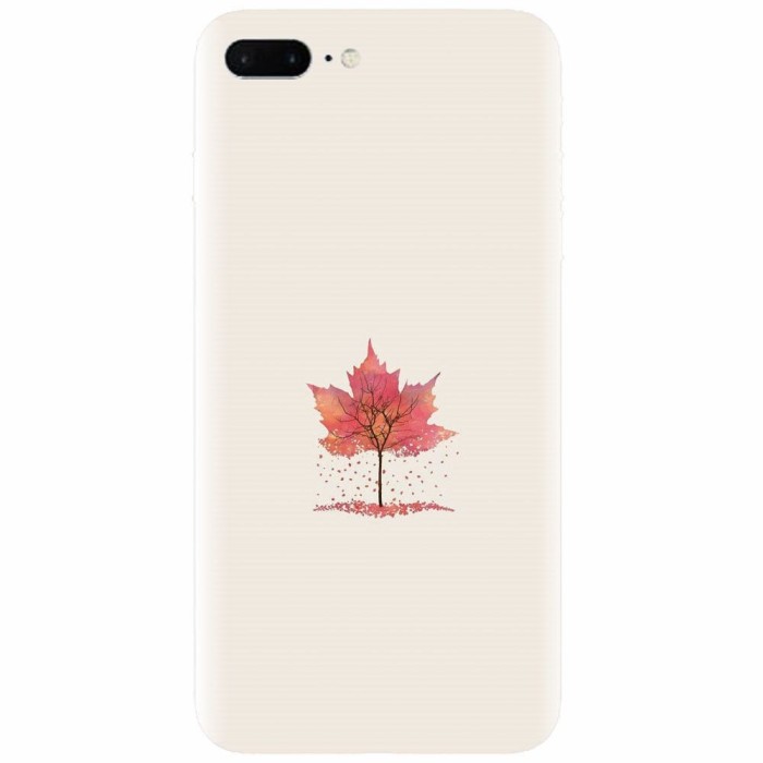 Husa silicon pentru Apple Iphone 8 Plus, Autumn Tree Leaf Shape Illustration