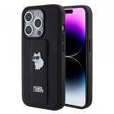Husa MagSafe pentru Apple iPhone 15 Pro, Karl Lagerfeld, Saffiano Gripstand Choupette, Neagra