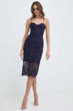 Cumpara ieftin Bardot rochie FLORENCE culoarea albastru marin, midi, mulata, 58401DB