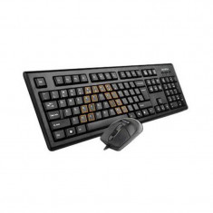 Kit Tastatura + Mouse A4Tech KRS8572, Wired, USB, Taste Numerice, Anti-RSI, Senzor Optic, 2 Butoane, Scroll, 1000 DPi, Negru foto