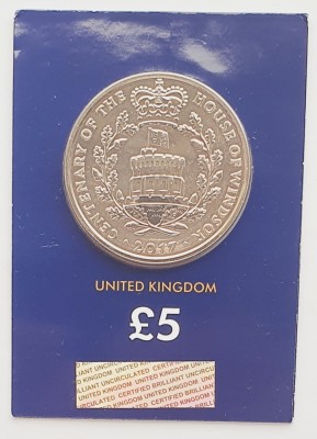 02B13 Marea Britanie UK Anglia 5 Pounds 2017 House of Windsor km 1463 UNC foto