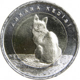 Turcia 1 Lira 2015 - (Turkish Angora Cat) 26.15 mm, KM-1365 UNC !!!, Asia