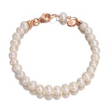 Cumpara ieftin Brățară Perle Cultură Albe Royal, Argint 925 placat Aur Roz, 18-20cm, Made in Italy
