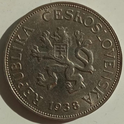 Moneda Cehoslovacia - 5 Korun 1938 foto
