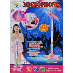 Microfon de jucarie pentru Karaoke cu suport - Roz foto