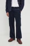 G-Star pantaloni de catifea cord culoarea bleumarin, drept