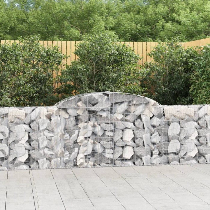 vidaXL Coșuri gabion arcuite 11 buc, 300x30x80/100 cm, fier galvanizat