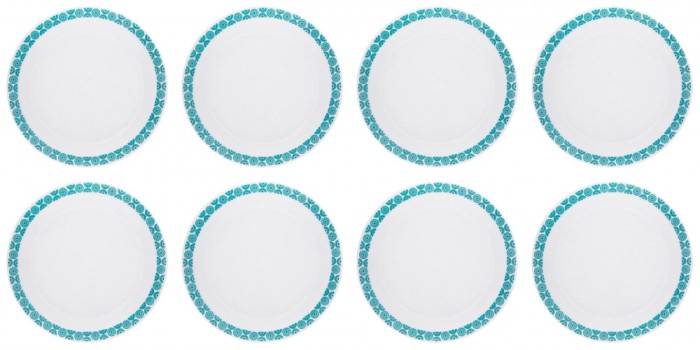 Set Farfurii 8 piese, Intinse Frosty cu Model Vernil, diametru 27 cm
