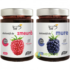 Pachet Dulceata de Zmeura fara Zahar 360g + Dulceata de Mure fara Zahar 360g