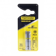 Set 2 biti stea PZ3, Topmaster 338713, prindere hexagonala 1/4&quot;, lungime 50 mm