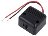 Alimentator USB PRO CAR 12-24V mufă USB A și USB C cu cablu 0,15m negru