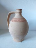 Ulcior vechi de lut, ulcior de apa, romanesc, Romania, 28cm inaltime, decorat/pictat manual