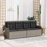 Banca gradina vidaXL cu perna, ratan poli gri deschis, 110x67x95cm, spatar rabatabil, 2 locuri, rezistenta