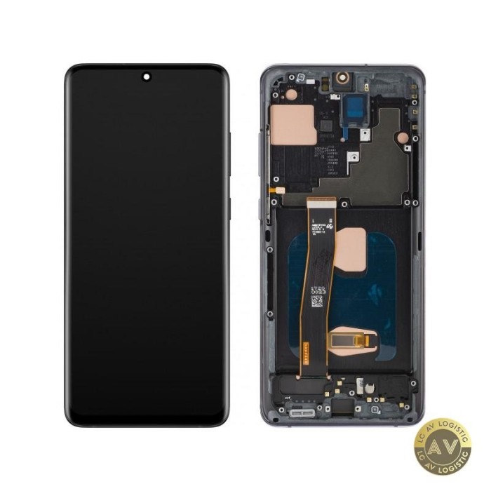 Display cu Touchscreen MP compatibil cu Samsung Galaxy S20 Ultra G988 cu Rama Versiune OLED Negru