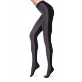 Ciorap dens cu model din 2 culori și Efect 3D, Fantasy Duet - Grigio-Nero, 4-L Standard
