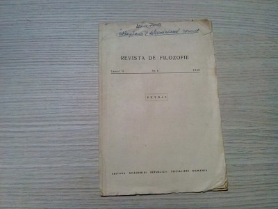 INTIMPLAREA SI DETERMINISMUL CONCRET - Mircea Flonta (dedicatie-autograf) - Editura Academiei, Revista de Filozofie, 1968, 10 p. foto