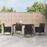 VidaXL Set mobilier de grădină cu perne, 5 piese, negru, poliratan