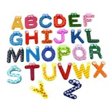 Set 26 Litere Magnetice Lemn, Multicolor, 6cm - Alfabet Frigider, Joc Educativ Montessori, Invatare Copii 3+ Ani