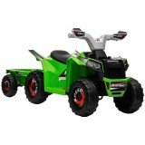 HOMCOM Quad pentru Copii, reincarcabil, 2,5 km/h, cu Remorcă, 50 min. Durată de Conducere, pentru Copii &icirc;ntre 1,5 și 3 Ani, Verde | Aosom Romania