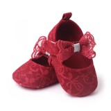 Pantofiori visinii cu broderie si fundita (Marime Disponibila: 6-9 luni