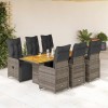 VidaXL Set bistro de grădină cu perne, 7 piese, gri, poliratan