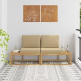 vidaXL Canapea de exterior cu pernă 2 Bucată Alb Lemn Solid de Acacia 901486