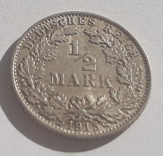 202. Moneda Germania 1/2 mark 1915 Argint foto