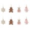Ornamente Brad Crăciun, Model Om de Zăpadă, Biscuit, Cerb, Set 8 Bucăți, Lemn, Multicolor, 4-5cm