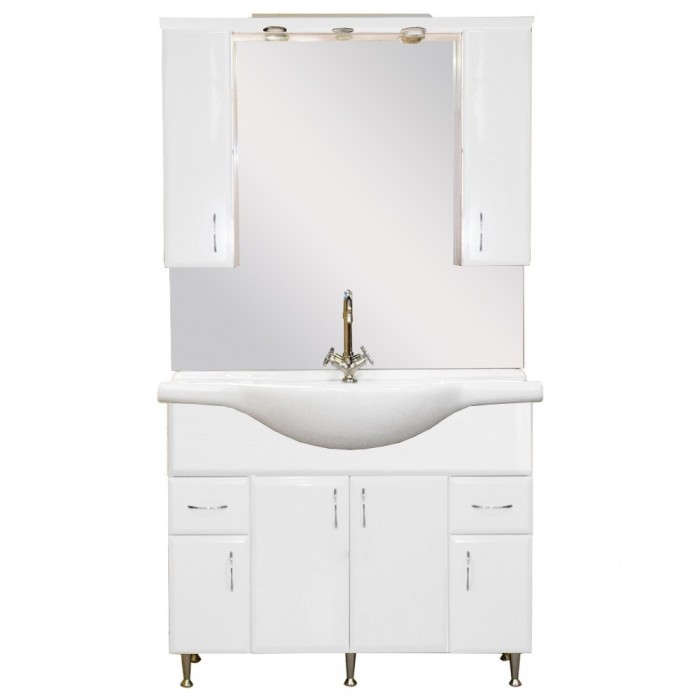 Mobilier complet de baie Bianca Plus 105, alb lucios
