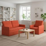 Cumpara ieftin Set de canapea 2 pcs Rosu portocalie Tesatura din corduroy