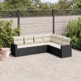 vidaXL Set mobilier de grădină cu perne, 6 piese, negru, poliratan 3251343