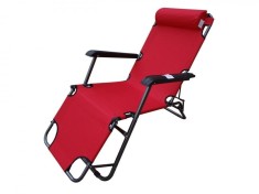 Sezlong-Scaun camping panza, H015, 110 KG, structura metalica, rosu foto