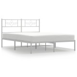 Cumpara ieftin Cadru de pat metalic cu tablie, alb, 140x190 cm