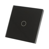 Intrerupator touch simplu negru 220V cu indicator luminos si rama din sticla