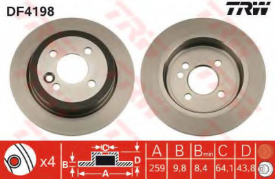 Disc frana MINI MINI Cabriolet (R52) (2004 - 2007) TRW DF4198 foto