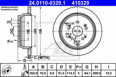 Disc frana HONDA CR-V IV (RE) (2012 - 2016) ATE 24.0110-0329.1 foto