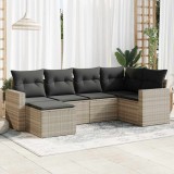 VidaXL Set canapele de grădină cu perne, 6 piese gri deschis poliratan