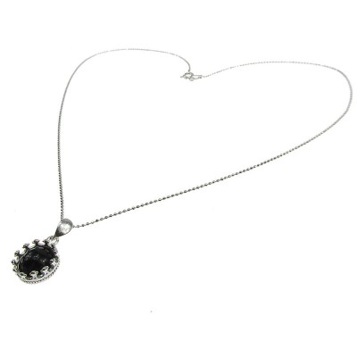 Lantisor argint cu pandantiv coroana onix 8 MM foto