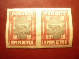 Pereche Finlanda Pohjois Inkeri 1920 - val 80c x2 nedantelat, Nestampilat