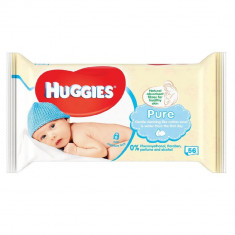 Servetele Umede Copii Huggies Baby Pure, 56 Buc/Pachet, fara Alcool, Parfum si Parabeni, Servetele Umede pentru Copii, Servetele Umede Baby, Servetele foto