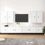 Set dulap TV, 8 piese, alb, lemn prelucrat