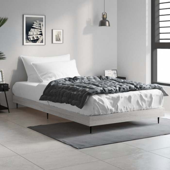 vidaXL Cadru de pat, gri sonoma, 100x200 cm, lemn prelucrat 832267