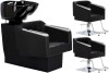 Set Profesional Pikos: Unitate Spălare și 2 Scaune Coafor Hidraulice cu Bol Ceramic Revizuit și Accesorii