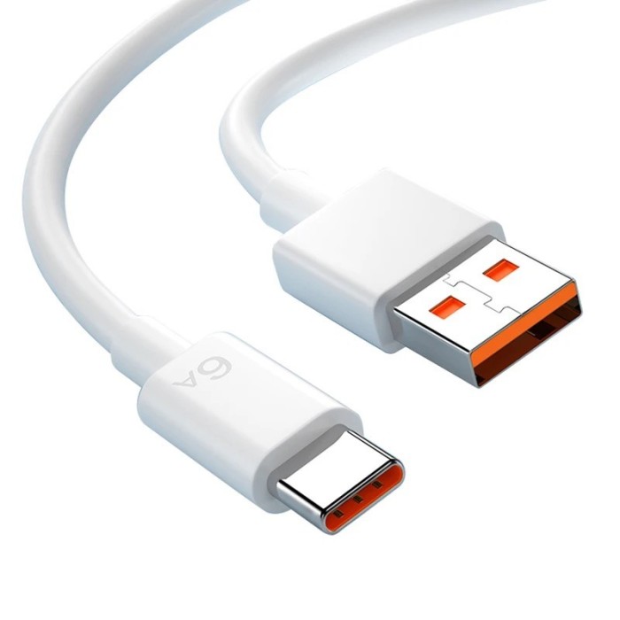 Cablu date si incarcare rapida SuperCharge 66W, PRESTIGE CHARGE&reg;, pentru Huawei, Samsung, Xiaomi, Oppo, PREMIUM, USB la USB-C, Type C, 1m, alb-portoca