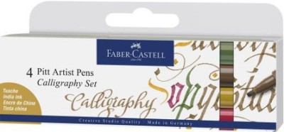 PITT ARTIST PEN CALIGRAFIC SET 4 BUC COLOR FABER-CASTELL foto