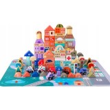 Set de constructie pentru copii, din lemn, 115 cuburi, 3 ani+, multicolor