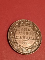 One (1) cent Canada 1914 , stare aUNC [poze]. Discount conform descriere [10 - 20 %. Vezi descrierea.].