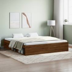 vidaXL Cadru pat, stejar maro, 180x200 cm, Super King Size foto