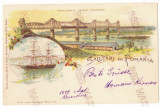 3000 - FETESTI-CERNAVODA, Dobrogea, Bridge, Litho - old postcard - used - 1898, Circulata, Printata